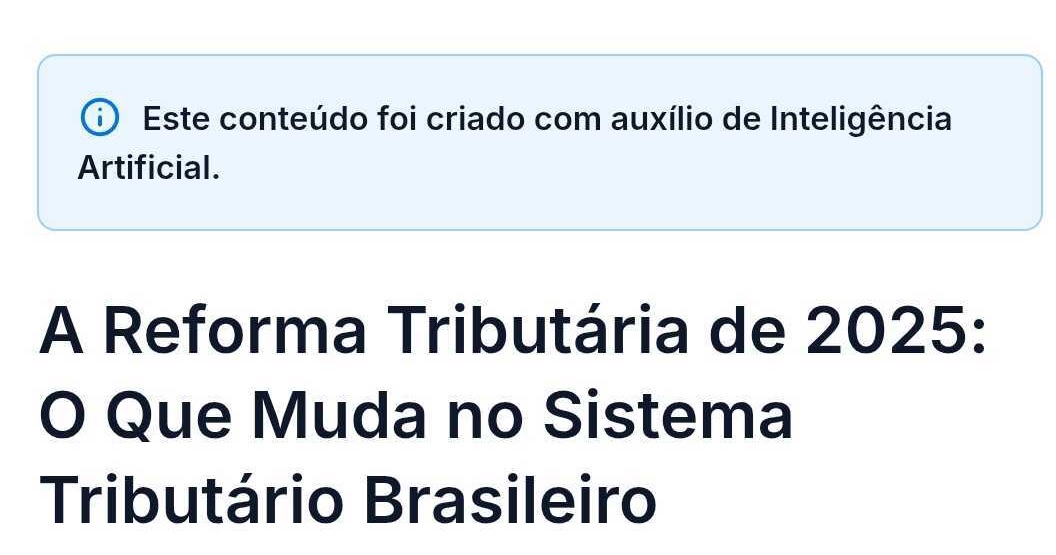 texto com o aviso "este conteúdo foi criado com auxílio de inteligência artificial"