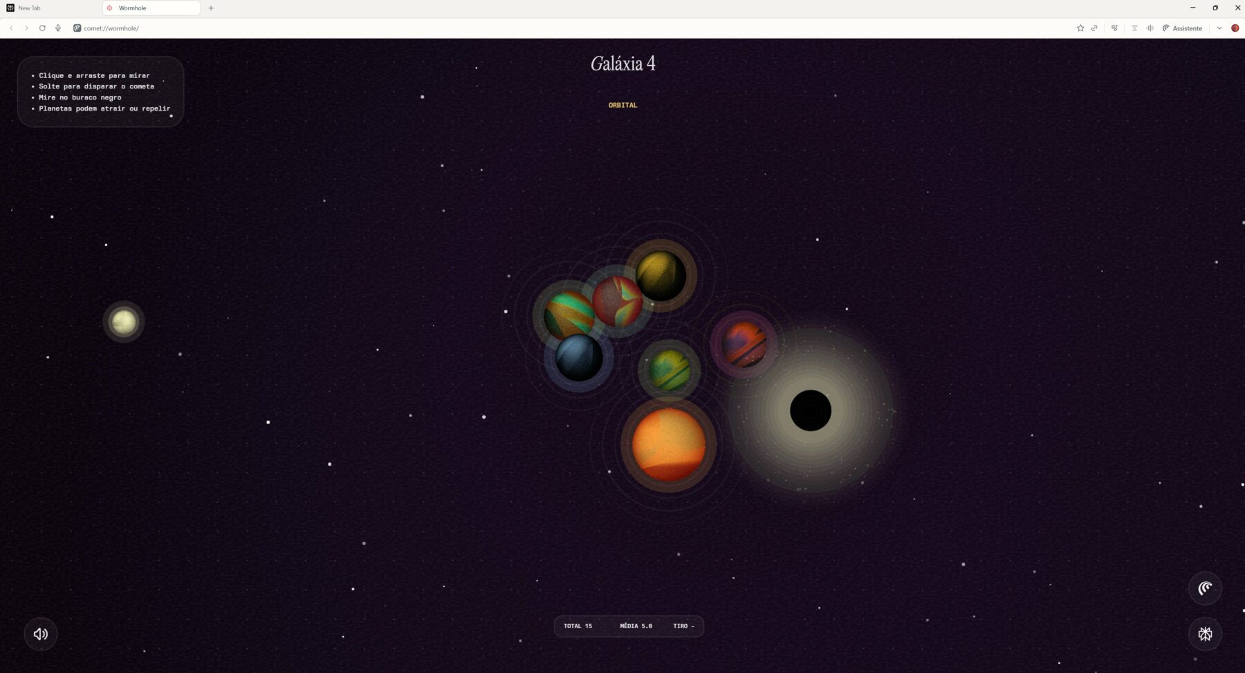 Print do jogo do Comet, WormHole