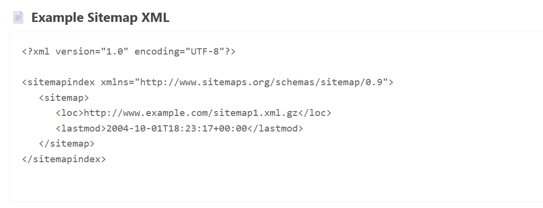exemplo de código do sitmap com lastmod tag inserida corretamente