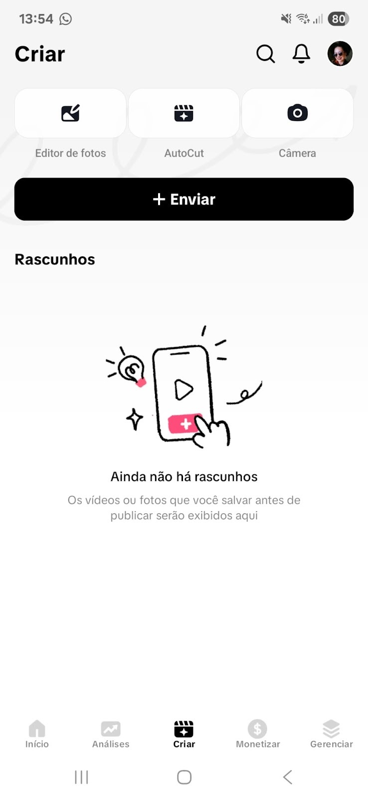 Captura de tela do app TikTok Studio