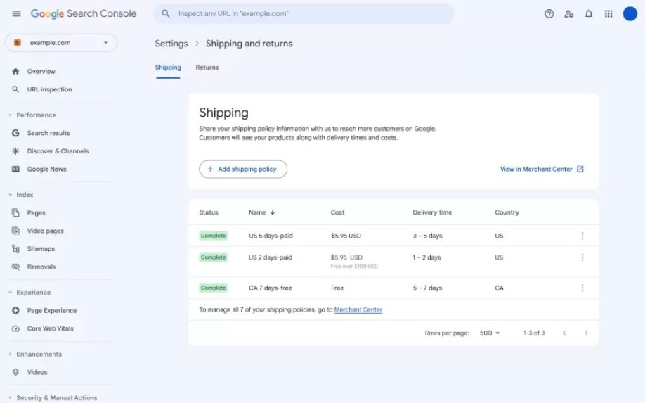 Captura de tela que mostra o local do GSC em que será possível fazer os ajustes de informações de entregas e devoluções