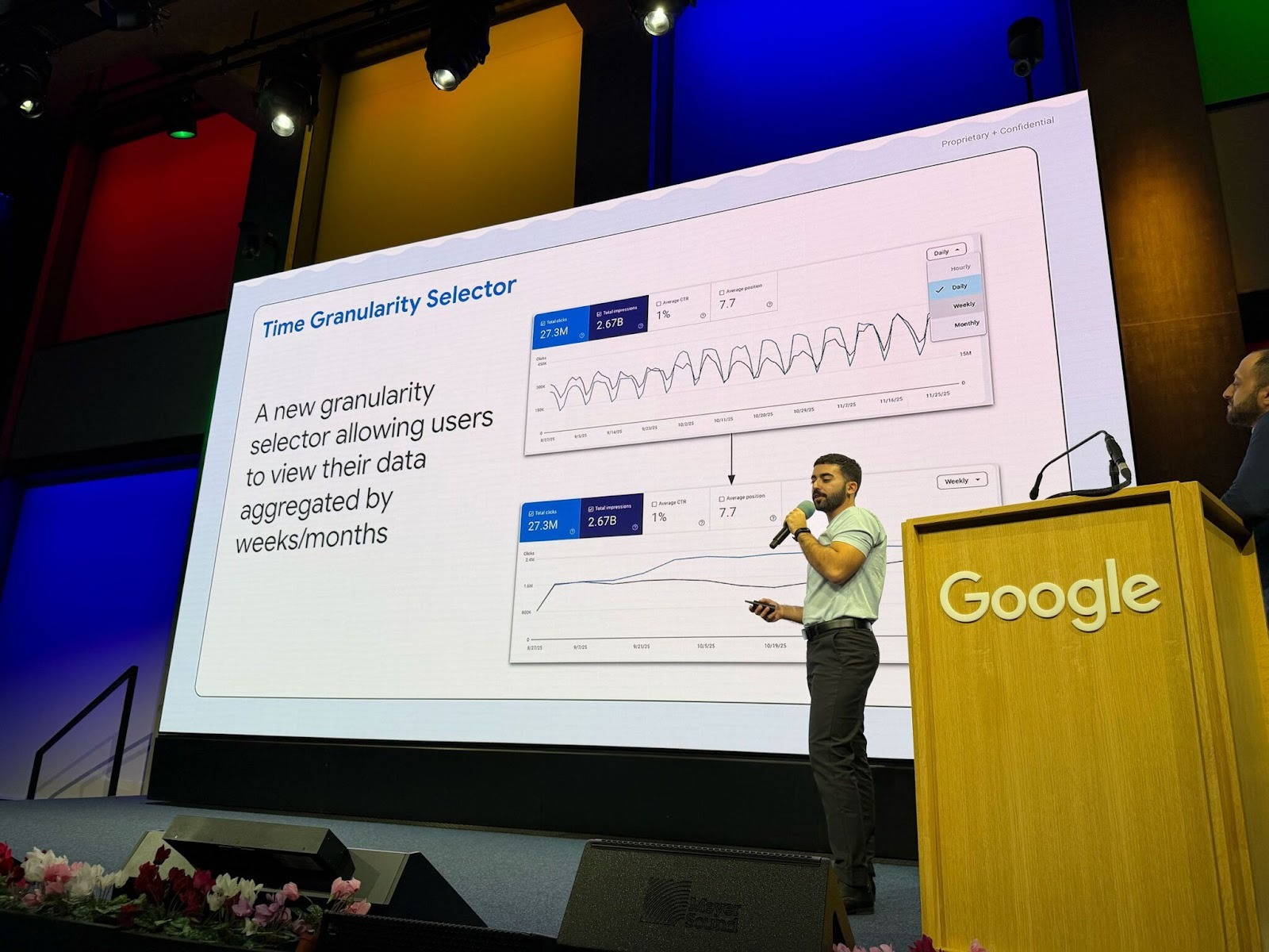 Foto de apresentação do Google apresentando os novos recursos de visão semanal e mensal. 